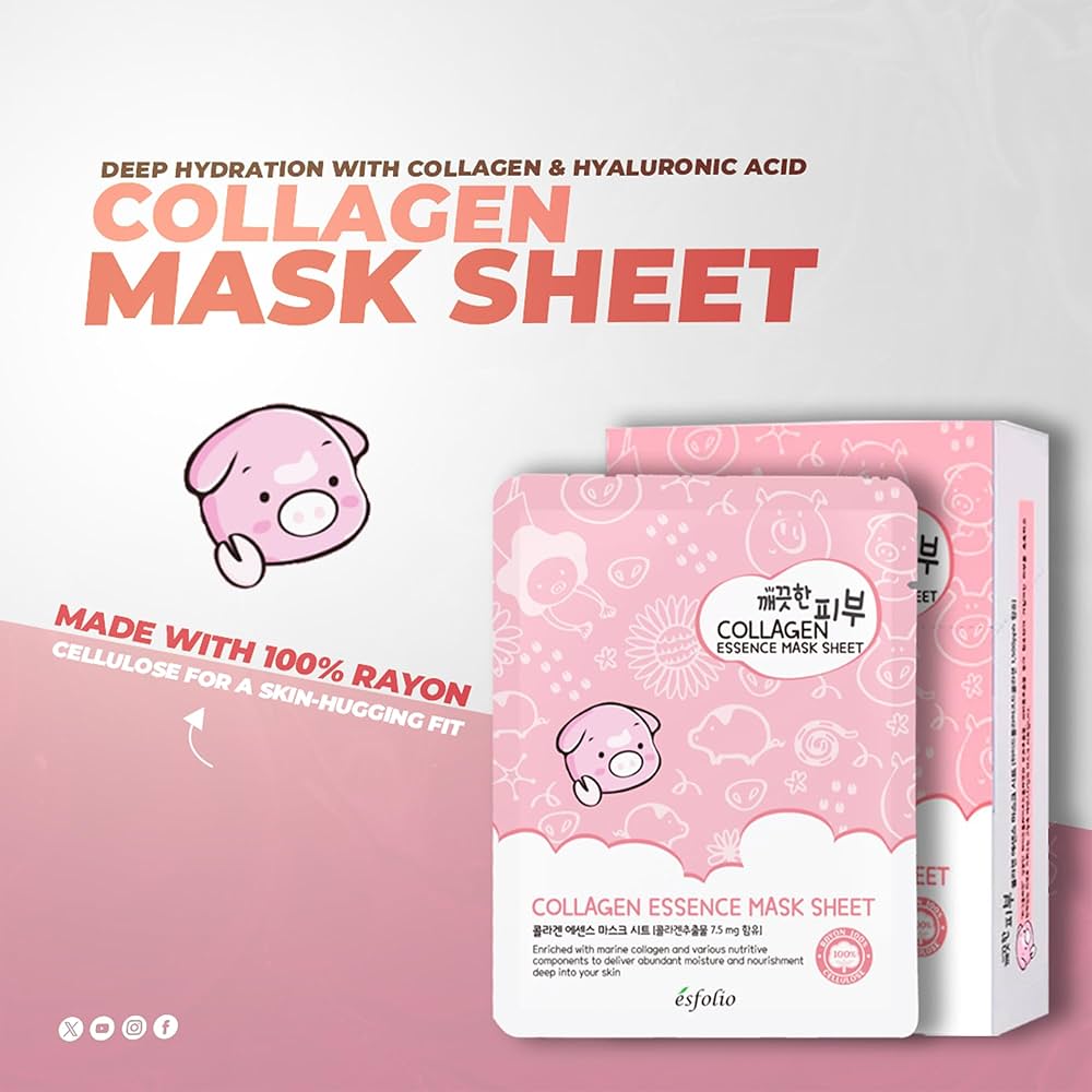 Mascarilla Facial de Colágeno con Colágeno Marino y Ácido Hialurónico Collagen Essence Mask Sheet ESFOLIO - 1 Mascarilla