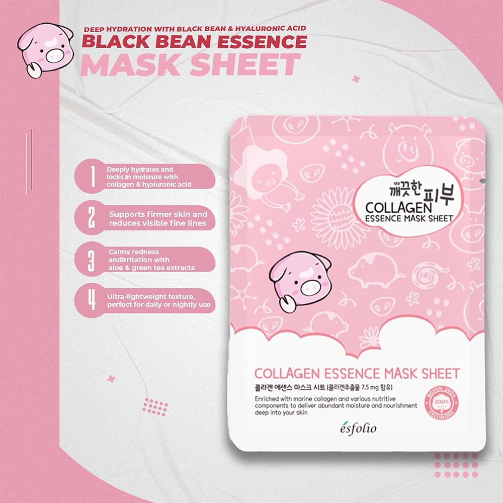 Mascarilla Facial de Colágeno con Colágeno Marino y Ácido Hialurónico Collagen Essence Mask Sheet ESFOLIO - 1 Mascarilla