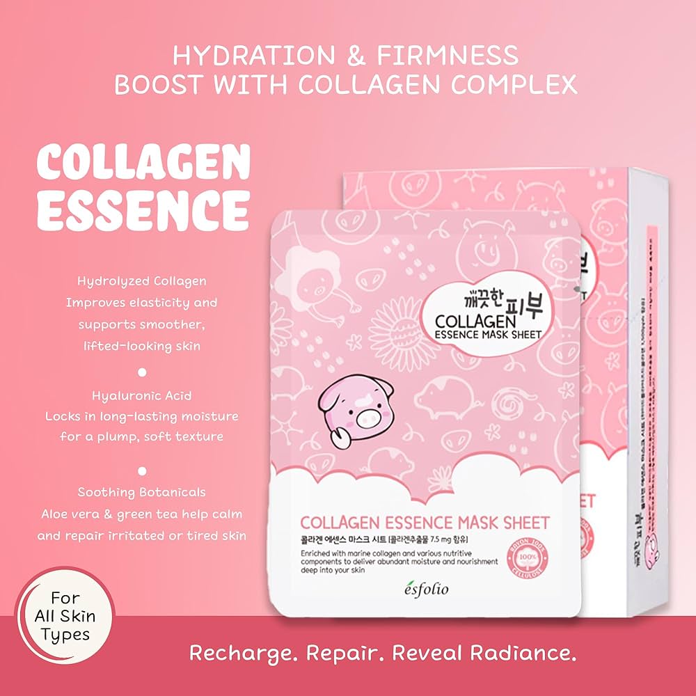Mascarilla Facial de Colágeno con Colágeno Marino y Ácido Hialurónico Collagen Essence Mask Sheet ESFOLIO - 1 Mascarilla