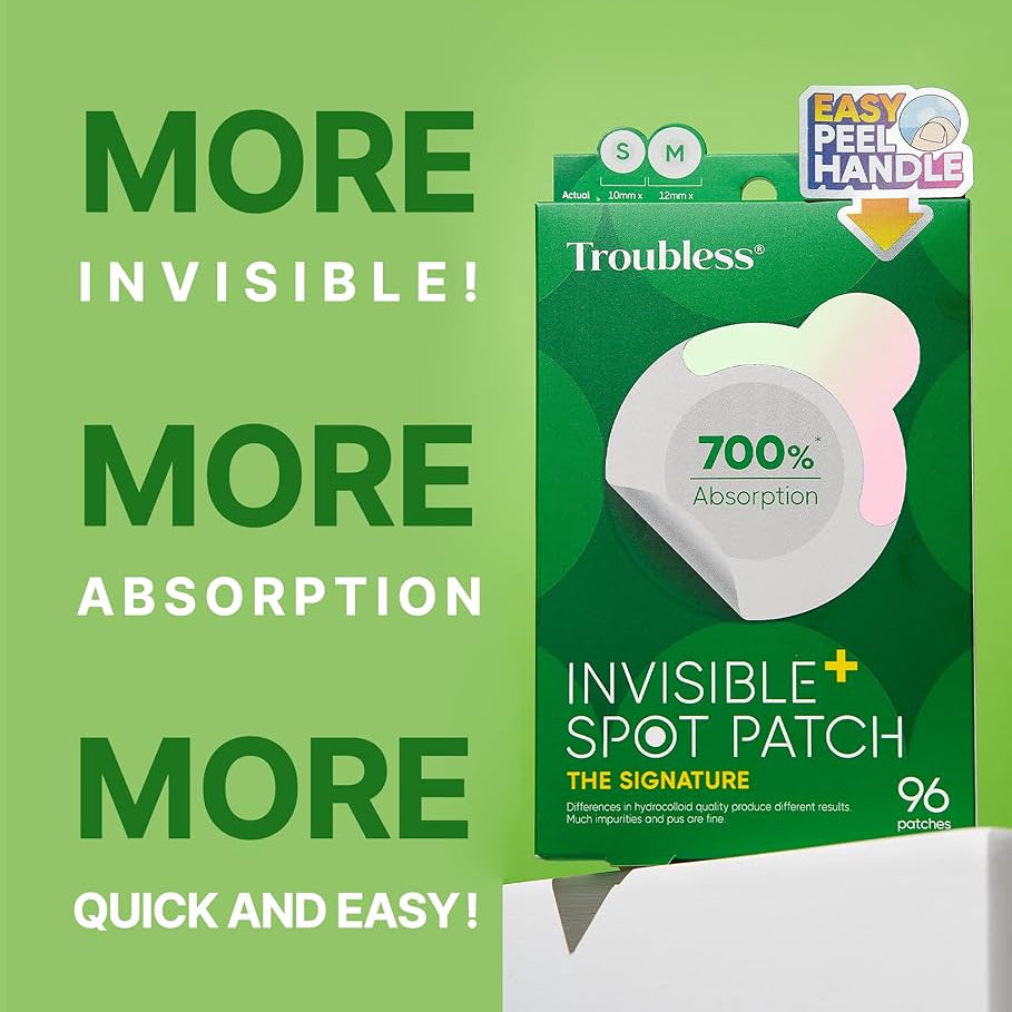 Parches Invisibles Anti-Acné The Signature con Hidrocoloide de Alta Calidad Invisible+ Spot Patch TROUBLESS - 96 Parches