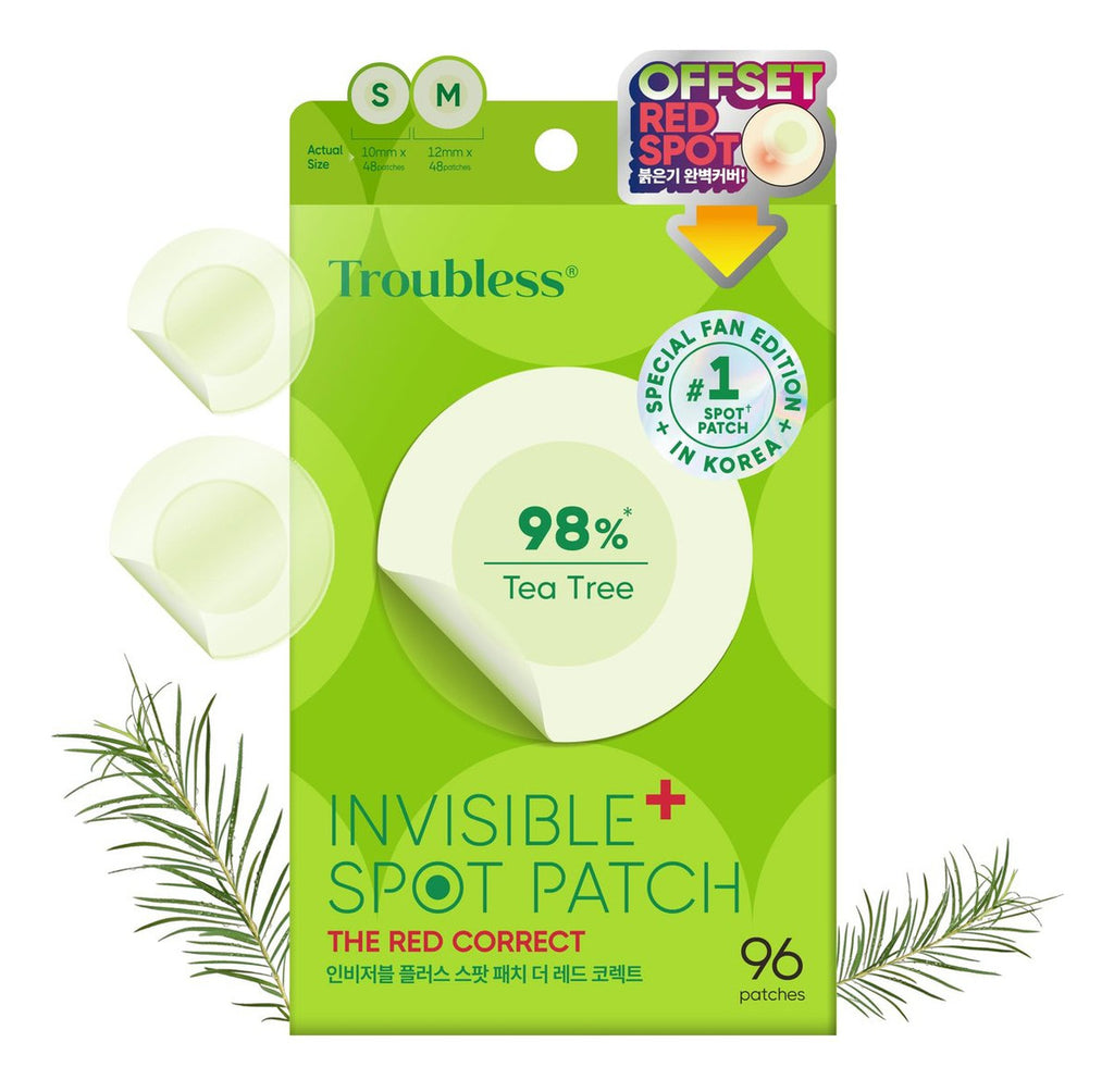 Parches Invisibles Anti-Acné con Árbol de Té 98% The Red Correct Invisible Spot Patch TROUBLESS - 96 Parches