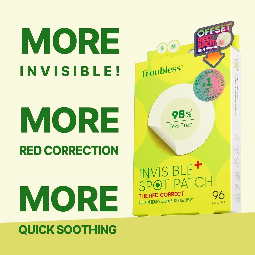 Parches Invisibles Anti-Acné con Árbol de Té 98% The Red Correct Invisible Spot Patch TROUBLESS - 96 Parches