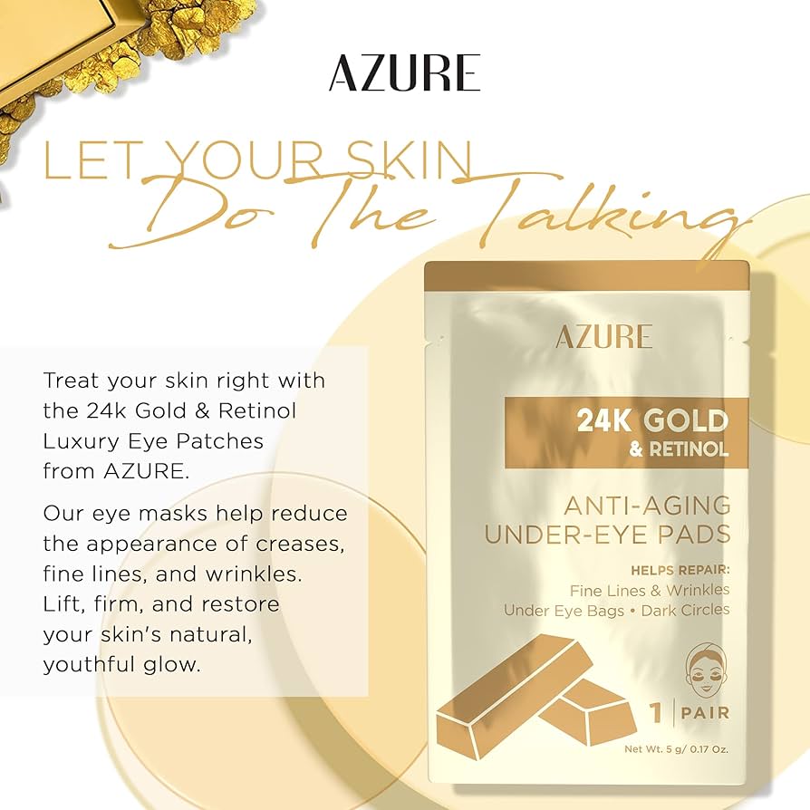 Almohadillas Nutritivas Anti-Edad para Ojos con Oro de 24K y Retinol 24K Gold & Retinol Under-Eye Pads AZURE - 5 Pares