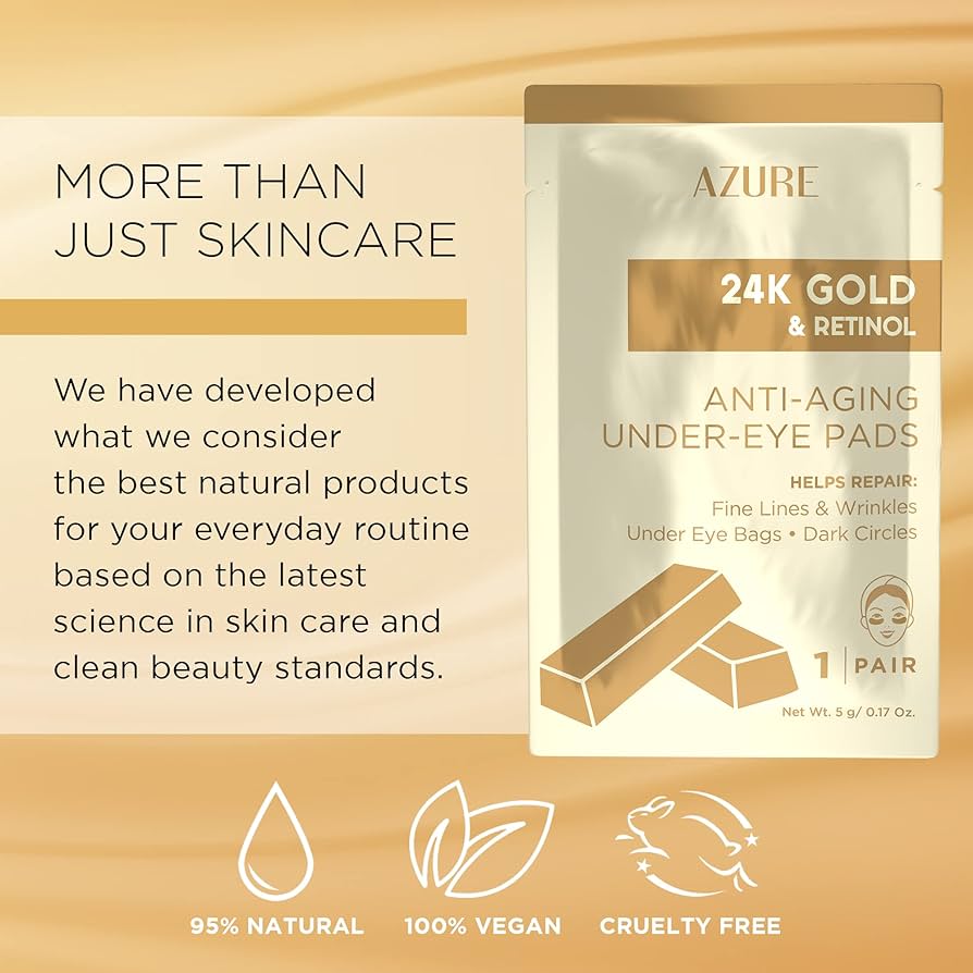 Almohadillas Nutritivas Anti-Edad para Ojos con Oro de 24K y Retinol 24K Gold & Retinol Under-Eye Pads AZURE - 5 Pares