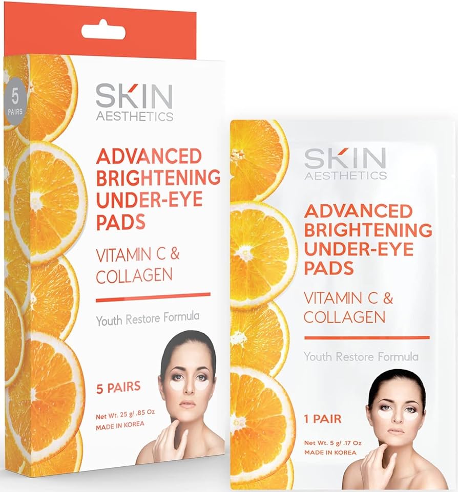 Almohadillas Nutritivas Iluminadoras para Ojos con Vitamina C y Colágeno Advanced Brightening Under-Eye Pads SKIN AESTHETICS - 5 Pares
