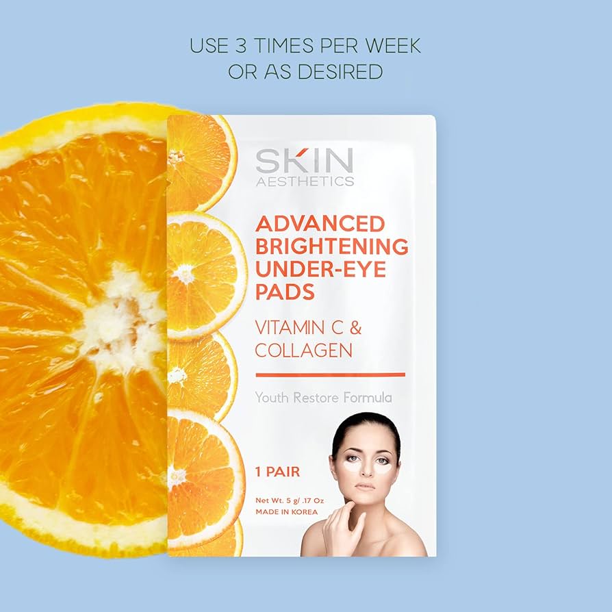 Almohadillas Nutritivas Iluminadoras para Ojos con Vitamina C y Colágeno Advanced Brightening Under-Eye Pads SKIN AESTHETICS - 5 Pares