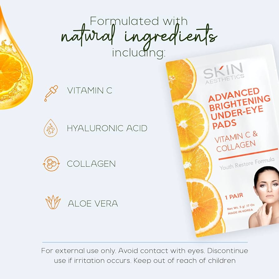 Almohadillas Nutritivas Iluminadoras para Ojos con Vitamina C y Colágeno Advanced Brightening Under-Eye Pads SKIN AESTHETICS - 5 Pares