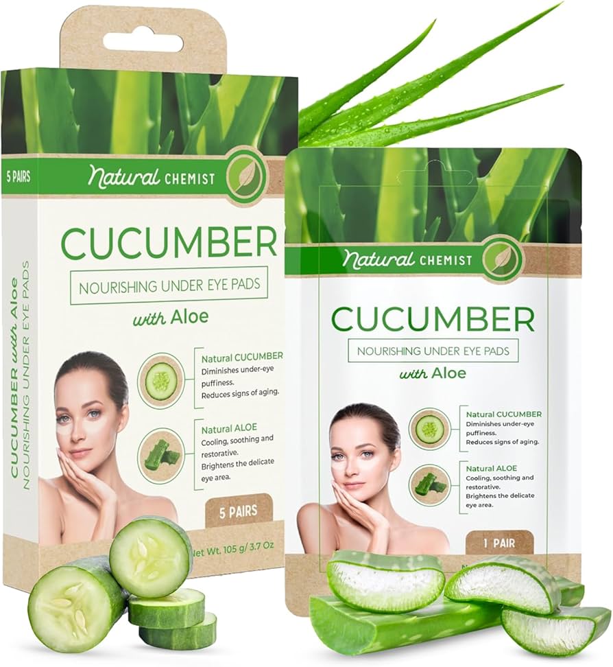 Almohadillas Nutritivas para Ojos con Pepino y Aloe Cucumber Nourishing Under Eye Pads NATURAL CHEMIST - 5 Pares