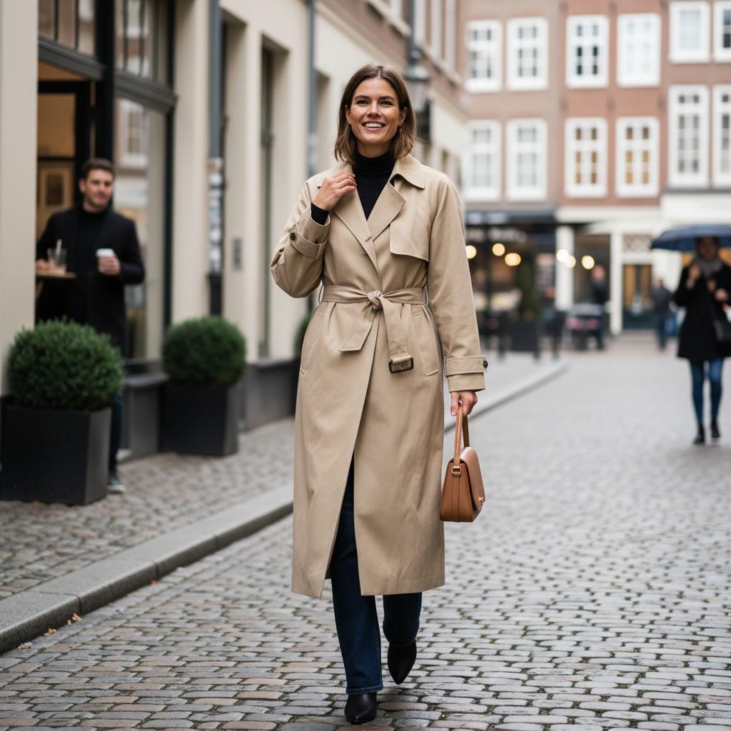 Gabardina Clásica Beige - H&M Talla M