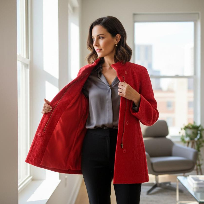 Abrigo Rojo Elegante - Talbots Talla M