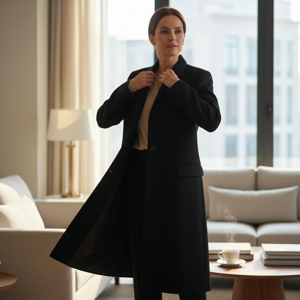 Abrigo Largo Negro Elegante - Zara Talla S