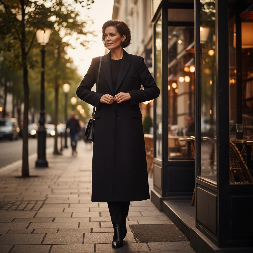 Abrigo Largo Negro Elegante - Zara Talla S