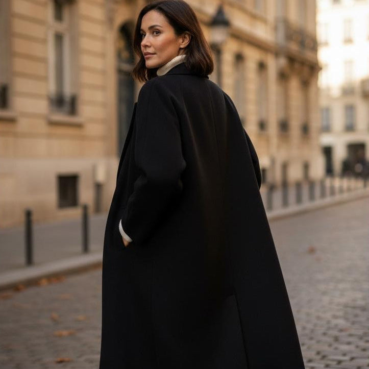 Abrigo Largo Negro Minimalista - H&M Talla M