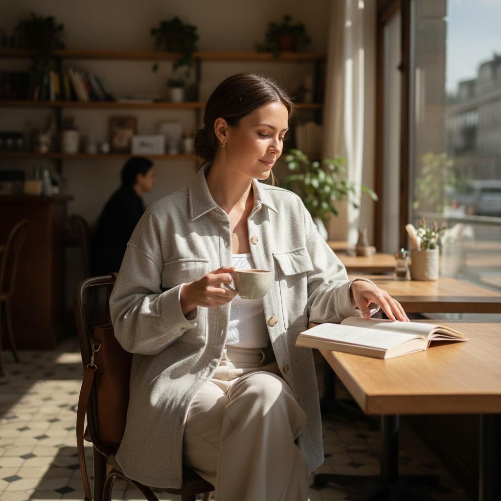 Camisa Oversize Anne Klein - Gris Sage