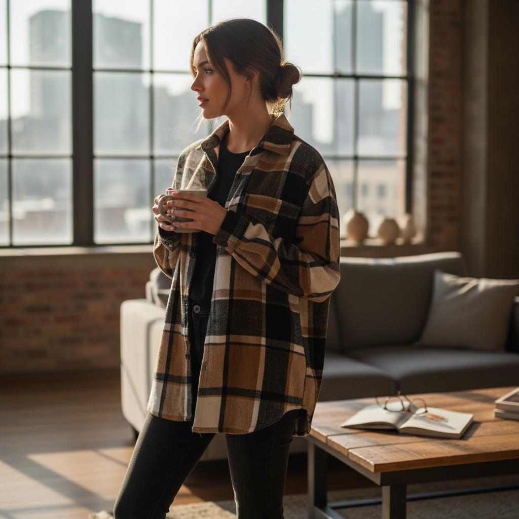 Camisa Oversize a Cuadros de Franela - Estilo Oversize