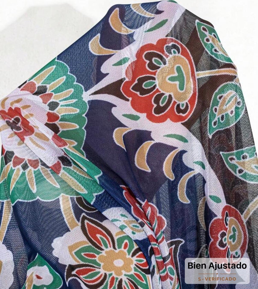 Conjunto de Traje de Baño Floreado Azul 2 Piezas Enterizo con Moños y Pareo SHEIN - Talla L