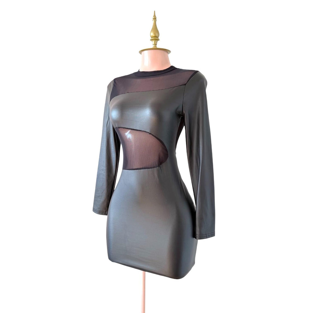 Vestido de Vinipiel con Transparencias SHEIN - Talla S-M