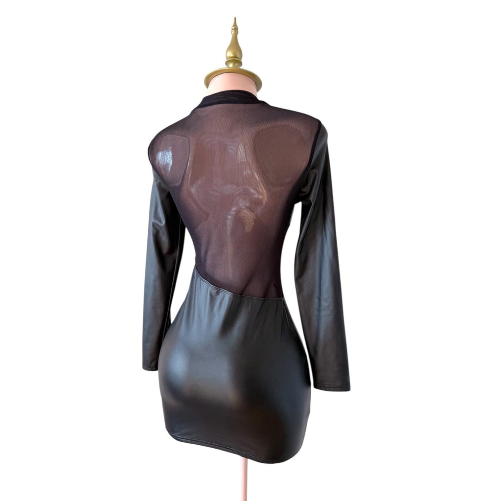 Vestido de Vinipiel con Transparencias SHEIN - Talla S-M