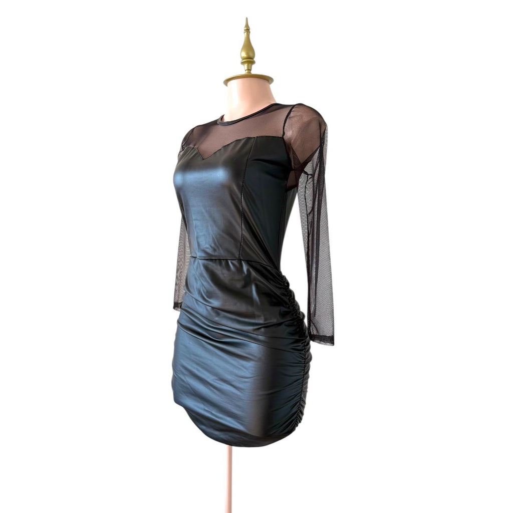 Vestido de Vinipiel con Espalda Abierta y Fruncido SHEIN - Talla S-M