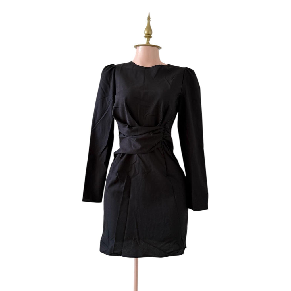 Vestido Negro Elegante con Hombreras SHEIN - Talla S-M