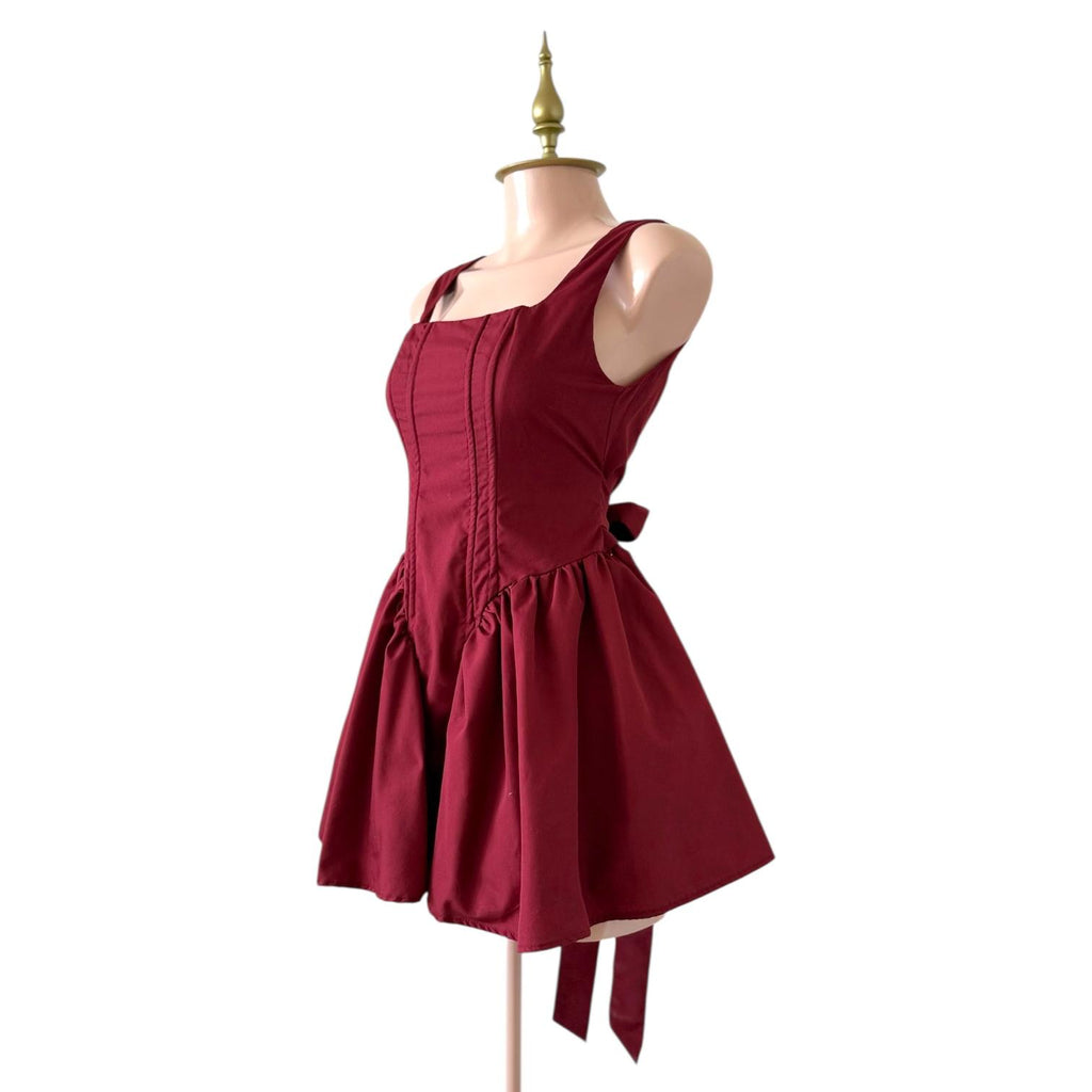 Vestido Vino Elegante con Espalda Descubierta y Moño SHEIN - Talla M