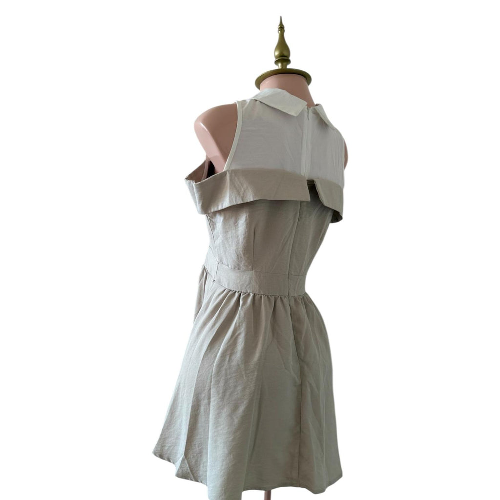 Vestido Beige Elegante con Hombros Descubiertos SHEIN - Talla M
