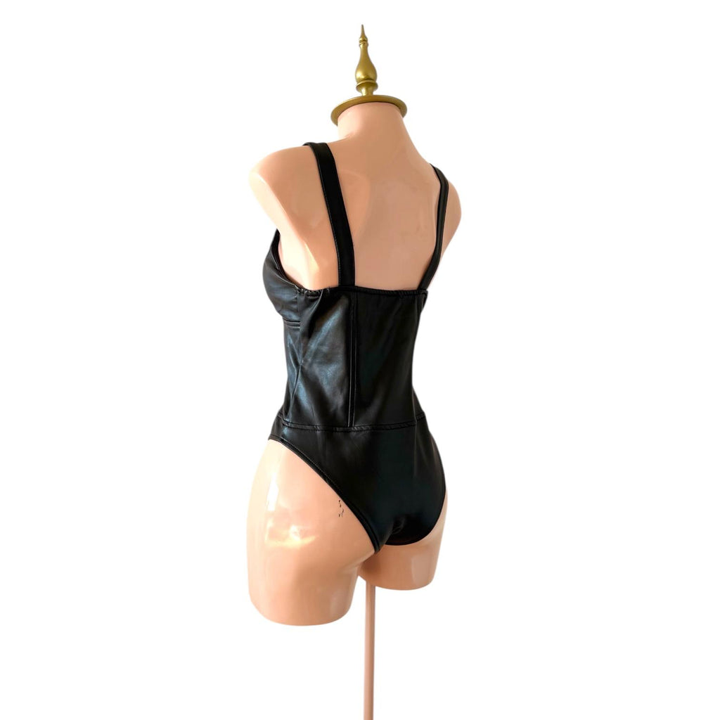 Body de Vinipiel Negro Escote Profundo CCP - Talla M