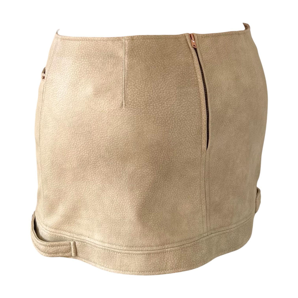 Minifalda Revestida Beige con Detalles Dorados H&M - Talla M