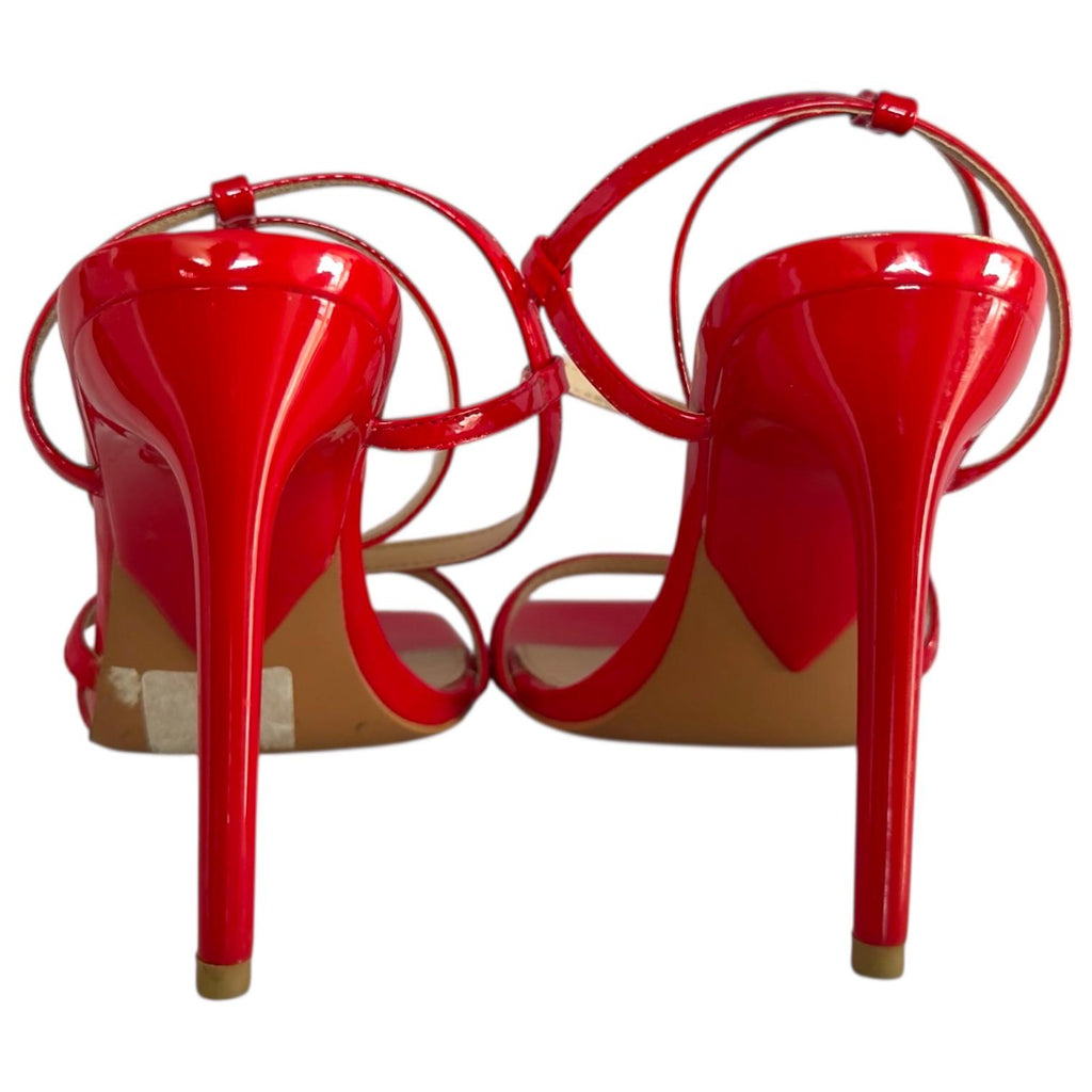 Sandalias Rojas de Tiras de Charol con Tacón de Aguja Elegantes SHASA - Talla 24