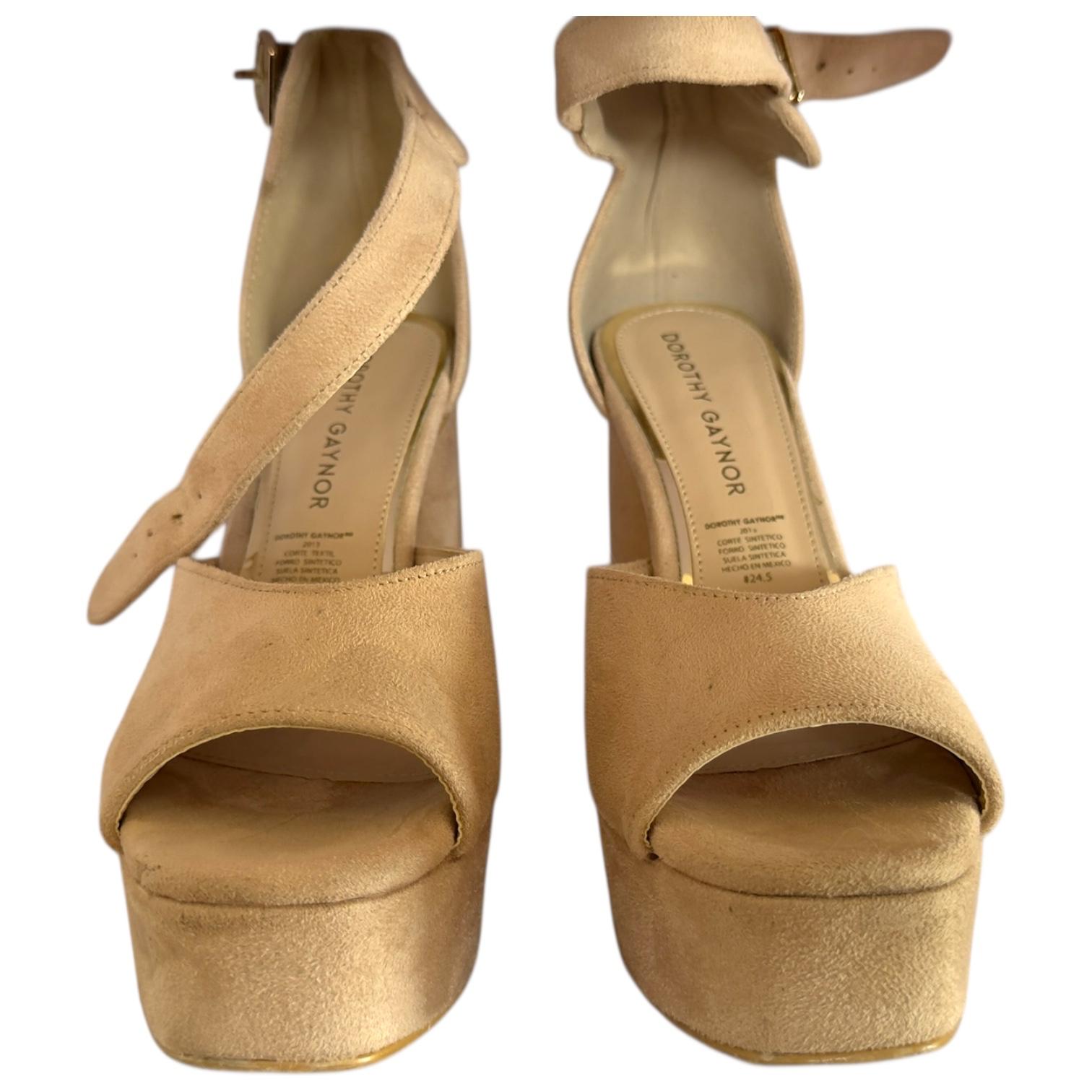 Sandalias Beige de Plataforma con Correa Cruzada y Tacón Grueso Elegantes DOROTHY GAYNOR - Talla 24.5