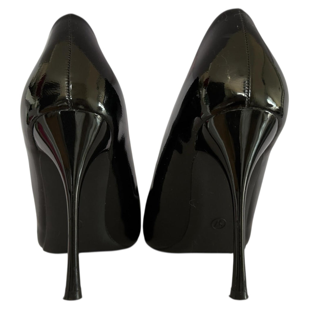 Zapatillas Negras de Charol con Tacón de Aguja Ultra Alto Elegantes WEIDEN - Talla 24