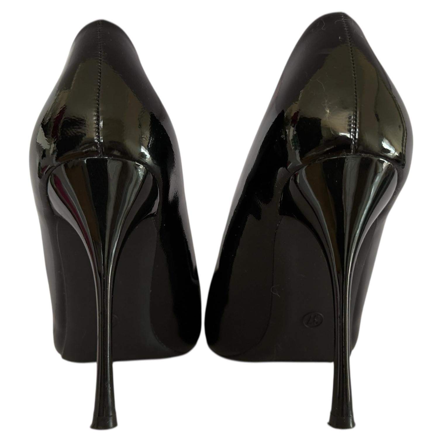 Zapatillas Negras de Charol con Tacón de Aguja Ultra Alto Elegantes WEIDEN - Talla 24