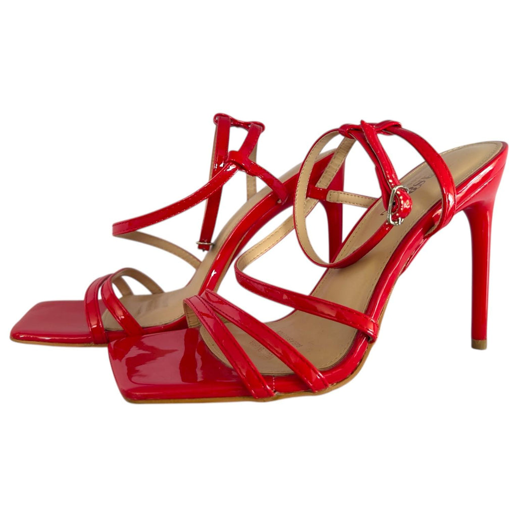 Sandalias Rojas de Tiras de Charol con Tacón de Aguja Elegantes SHASA - Talla 24