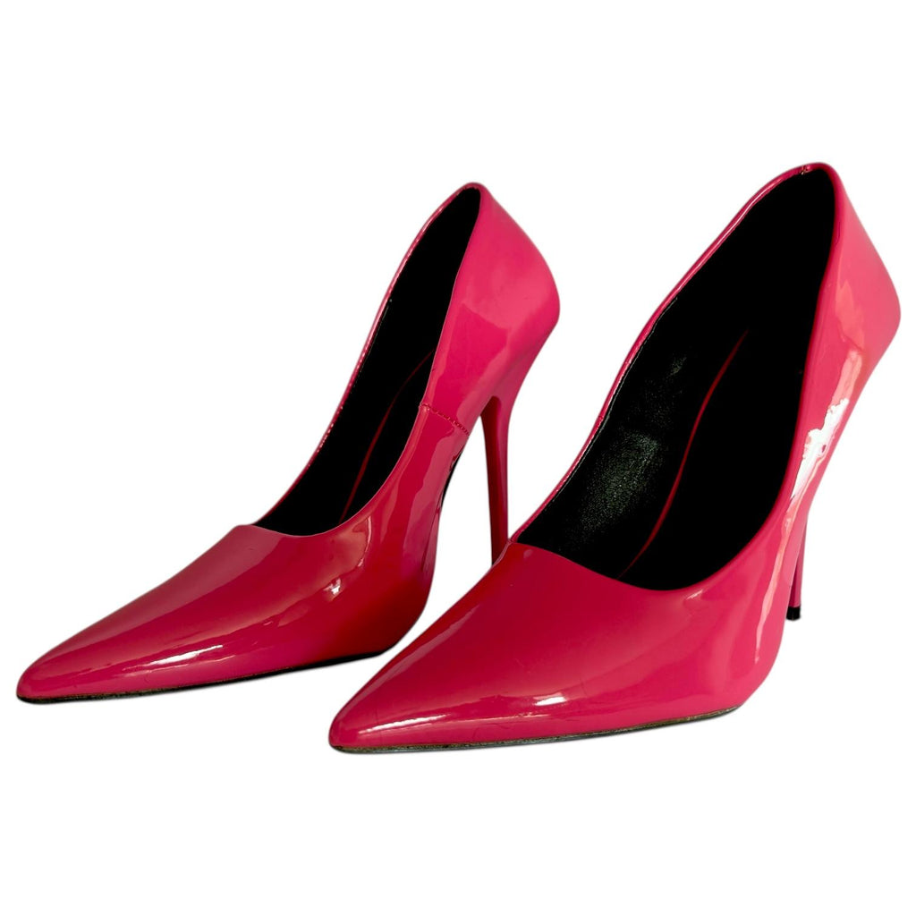 Zapatillas Rosa de Charol con Tacón de Aguja Ultra Alto Elegantes SHEIN - Talla 24.5