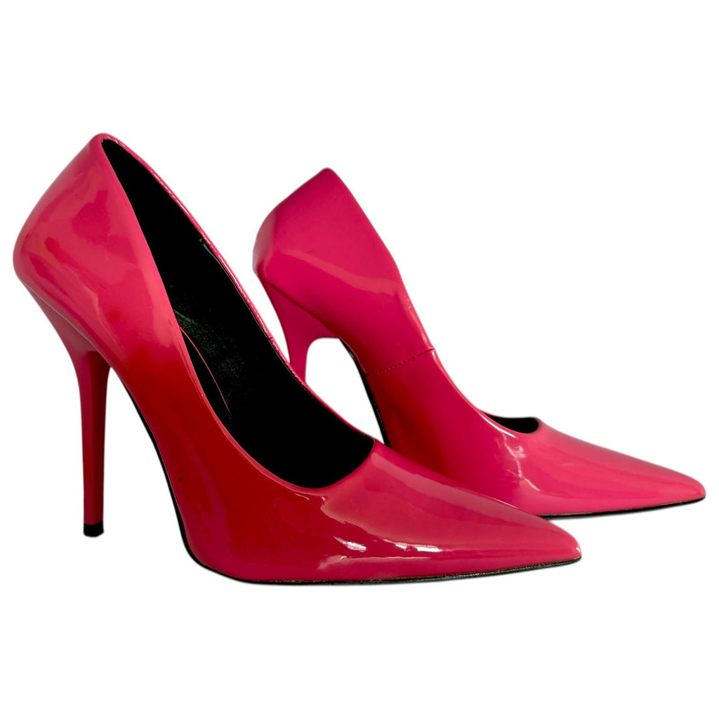 Zapatillas Rosa de Charol con Tacón de Aguja Ultra Alto Elegantes SHEIN - Talla 24.5