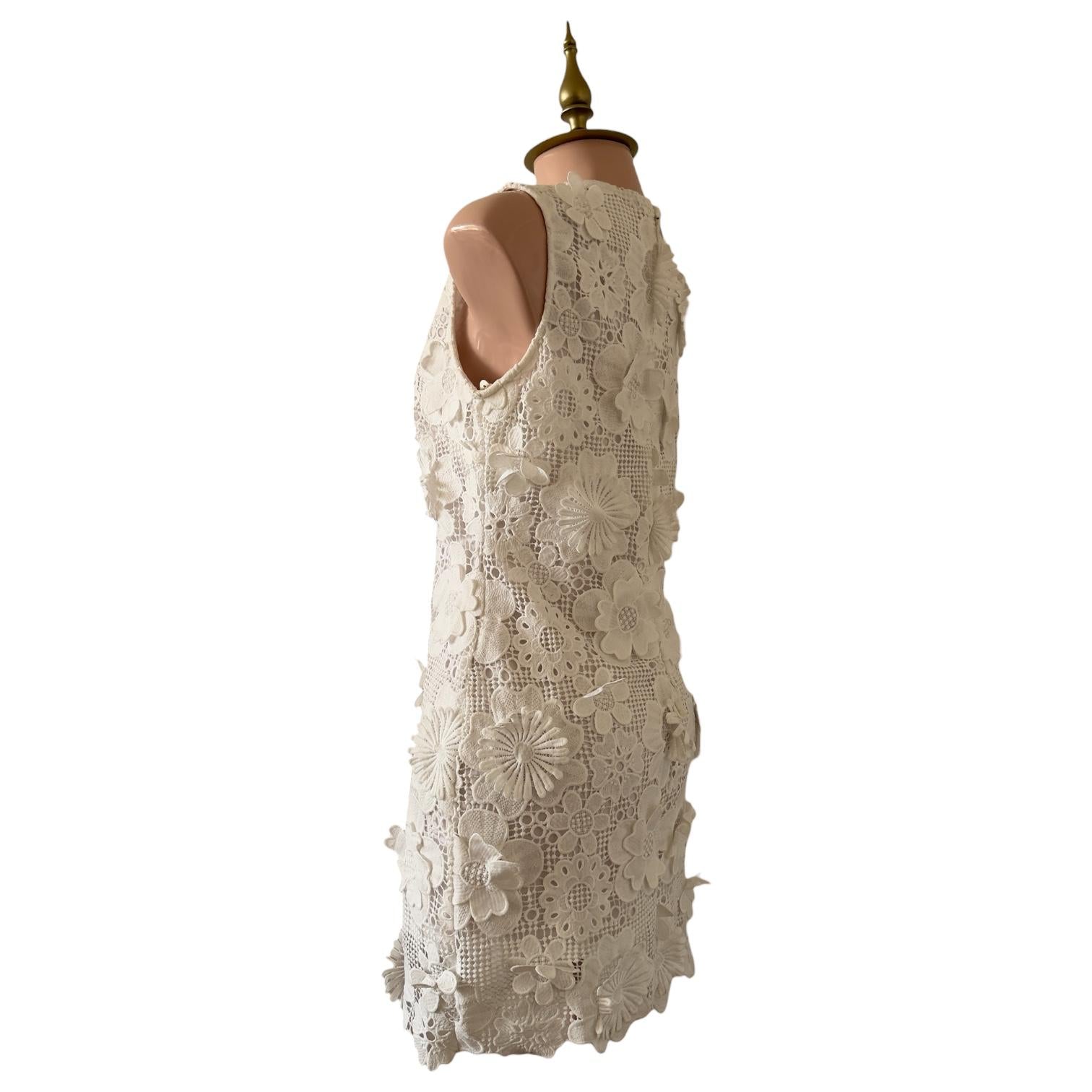 Vestido Blanco de Encaje Floral 3D Sin Mangas Elegante JUST ME - Talla G