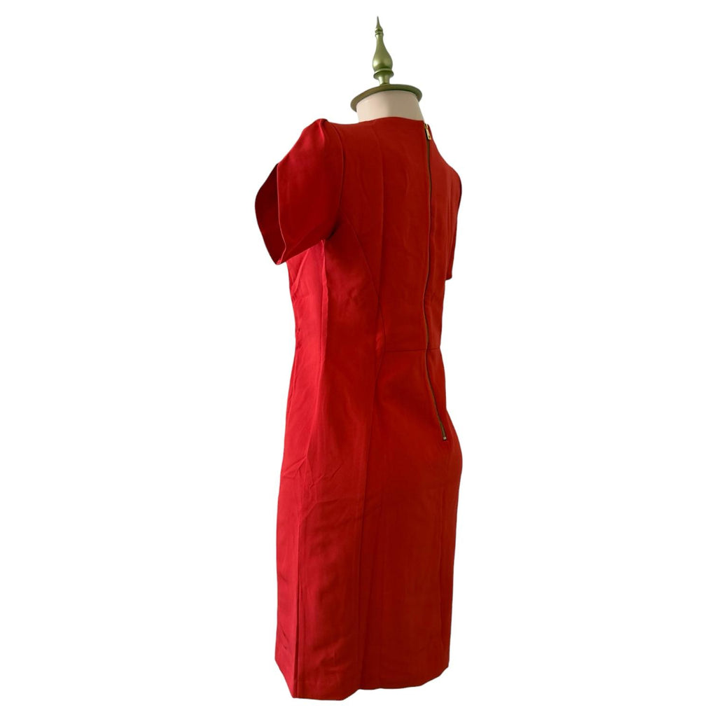 Vestido Rojo con Mangas Globo Profesional Elegante ANNE KLEIN - Talla S