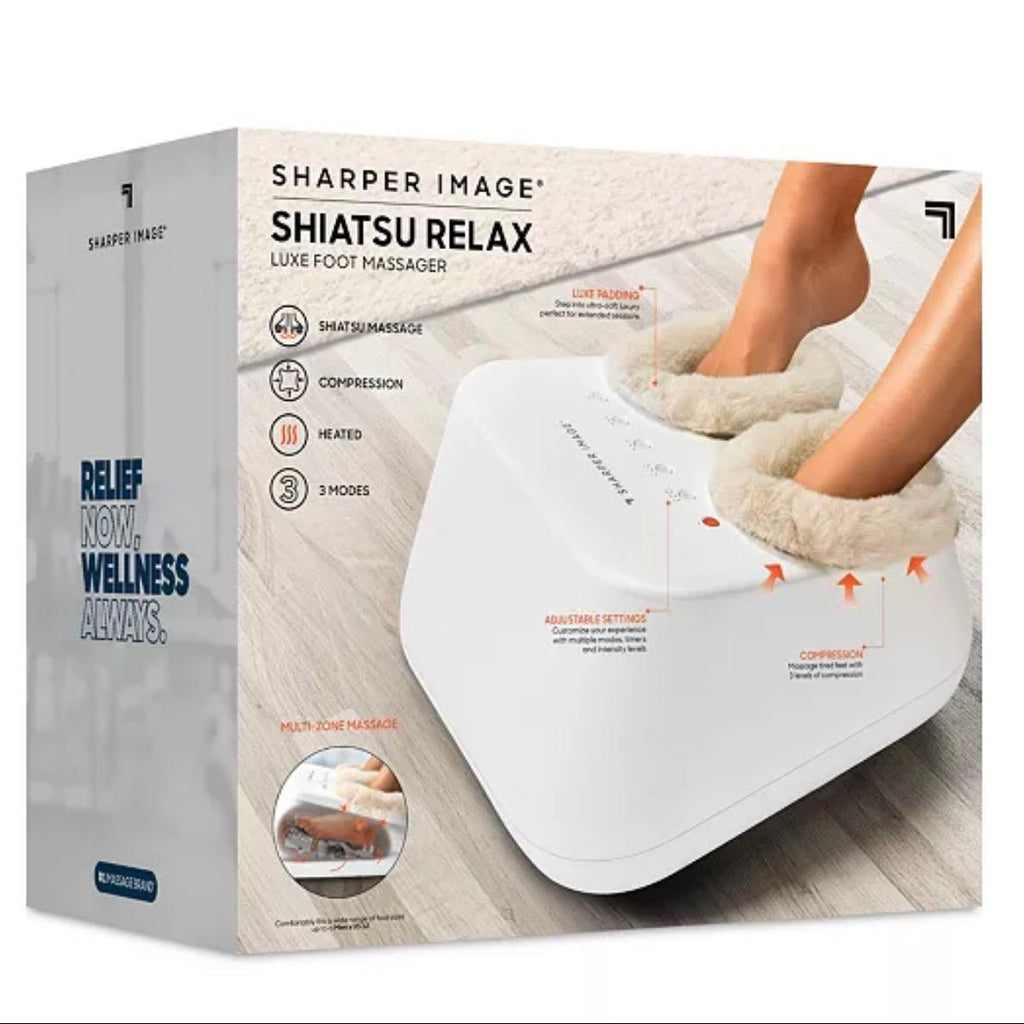 Masajeador de Pies Shiatsu Relax Luxe con Calor y Compresión SHARPER IMAGE Blanco
