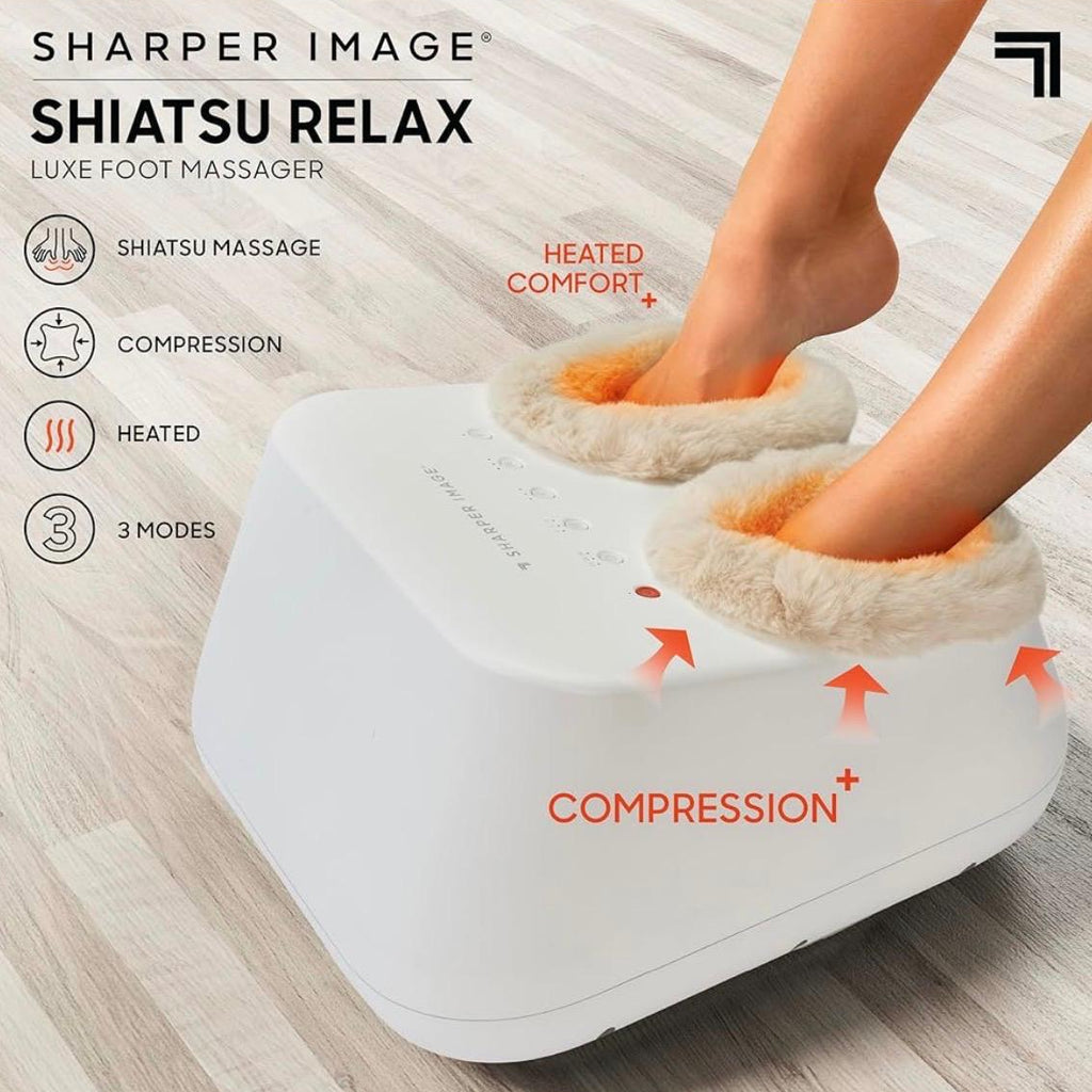Masajeador de Pies Shiatsu Relax Luxe con Calor y Compresión SHARPER IMAGE Blanco