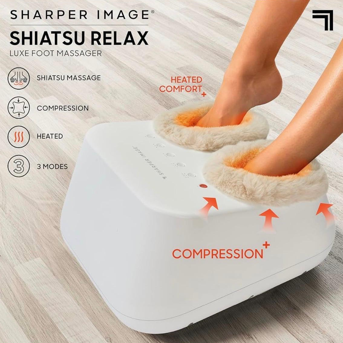Masajeador de Pies Shiatsu Relax Luxe con Calor y Compresión SHARPER IMAGE Blanco