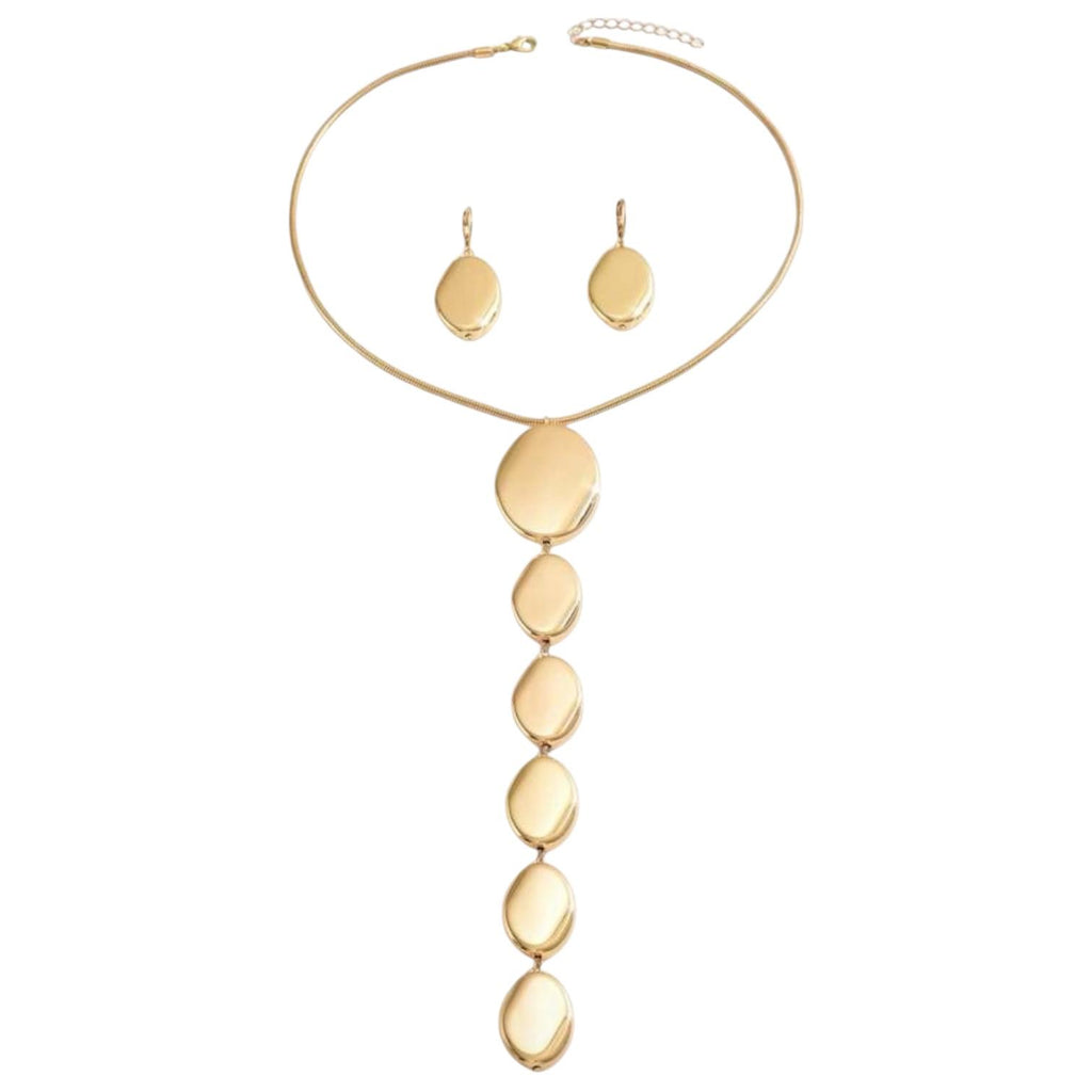 Set de Collar y Aretes con Diseño de Óvalos en Cascada Elegante SHEIN