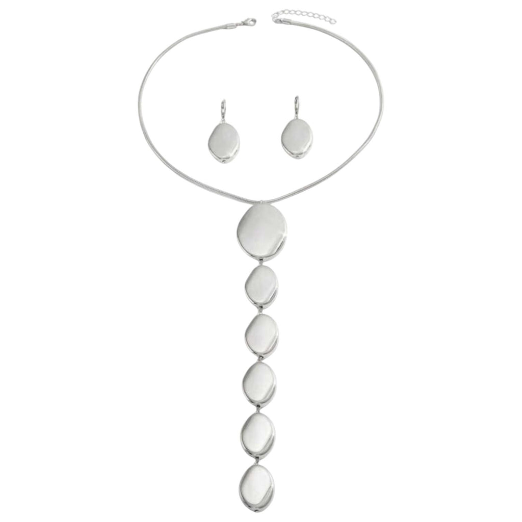 Set de Collar y Aretes con Diseño de Óvalos en Cascada Elegante SHEIN