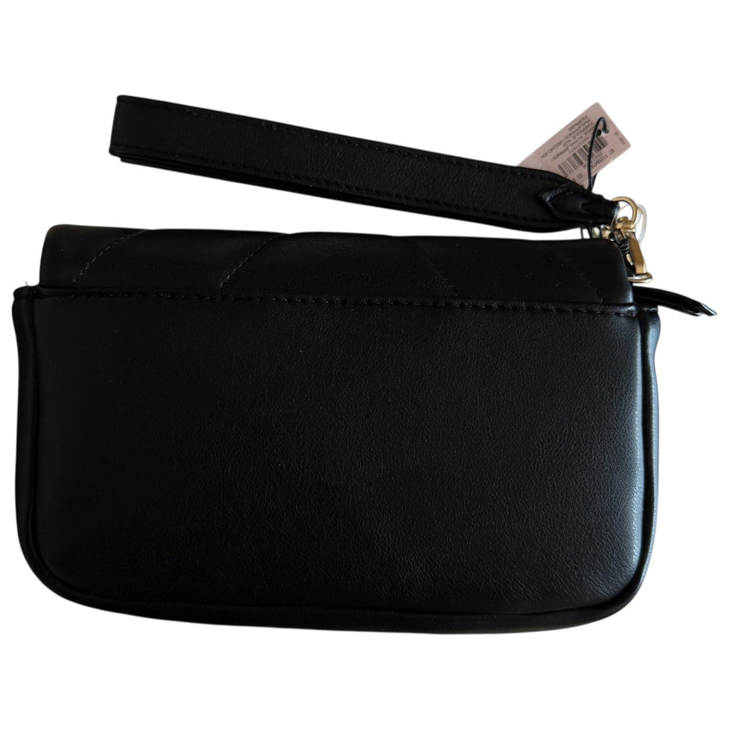 Muñequera/Clutch Negra Acolchada con Diseño Chevron y Correa de Muñeca Elegante VICTORIA SECRET