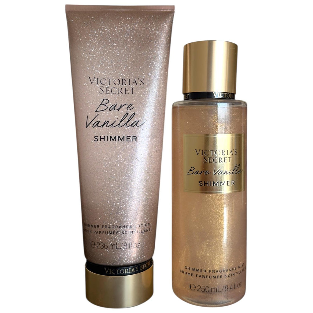 Duo Mist y Crema Corporal Bare Vanilla Shimmer Fragancia Vainilla con Brillo VICTORIA SECRET