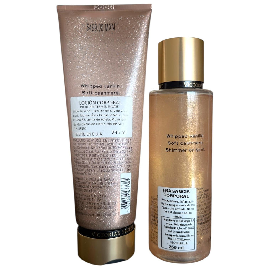 Duo Mist y Crema Corporal Bare Vanilla Shimmer Fragancia Vainilla con Brillo VICTORIA SECRET