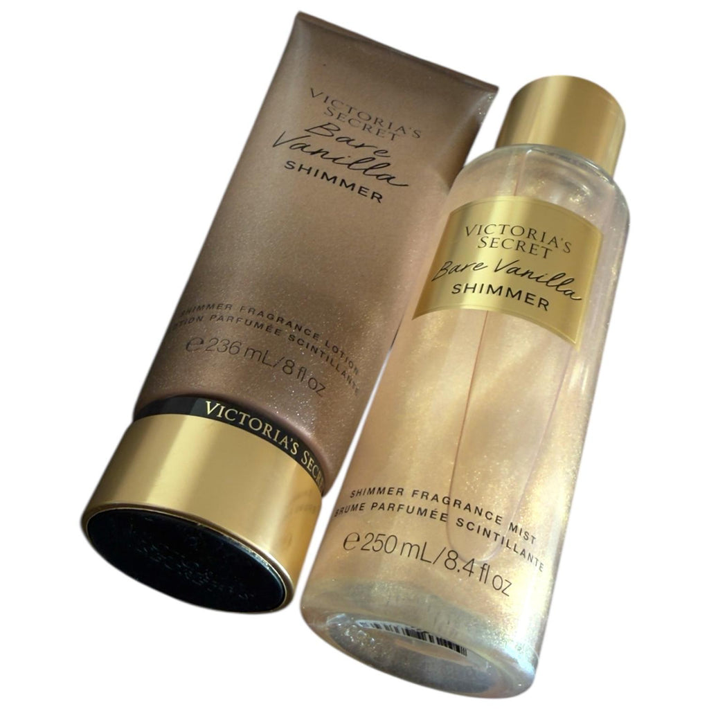 Duo Mist y Crema Corporal Bare Vanilla Shimmer Fragancia Vainilla con Brillo VICTORIA SECRET