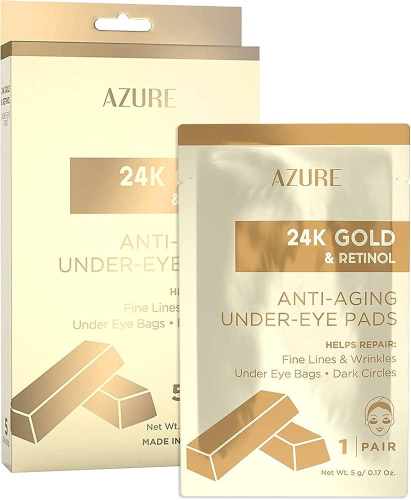 Almohadillas Nutritivas Anti-Edad para Ojos con Oro de 24K y Retinol 24K Gold & Retinol Under-Eye Pads AZURE - 5 Pares