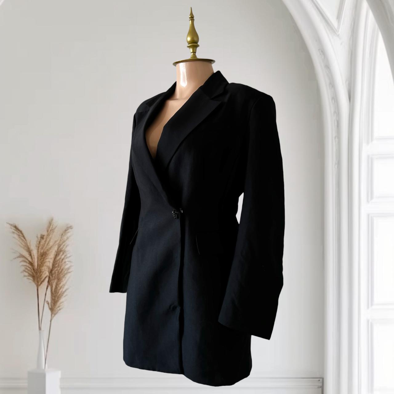 Vestido Tipo Blazer H&M Negro con Cinturón Talla G - Nuevo con Etiqueta