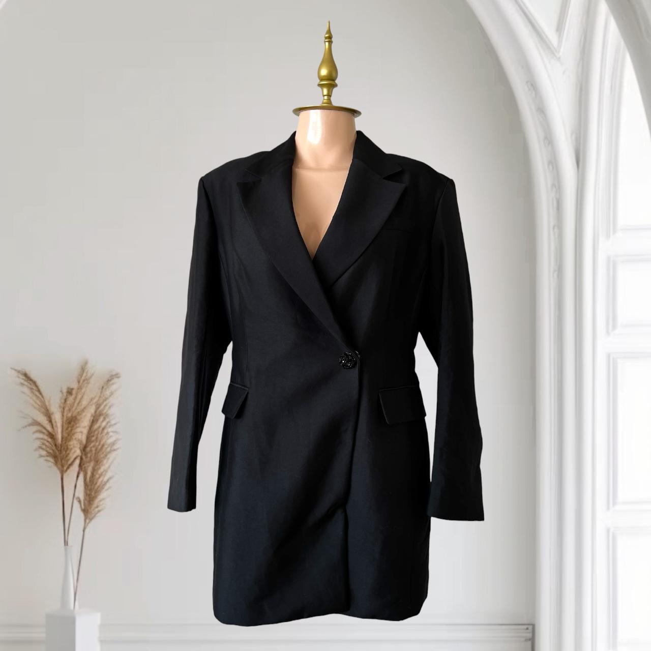 Vestido Tipo Blazer H&M Negro con Cinturón Talla G - Nuevo con Etiqueta