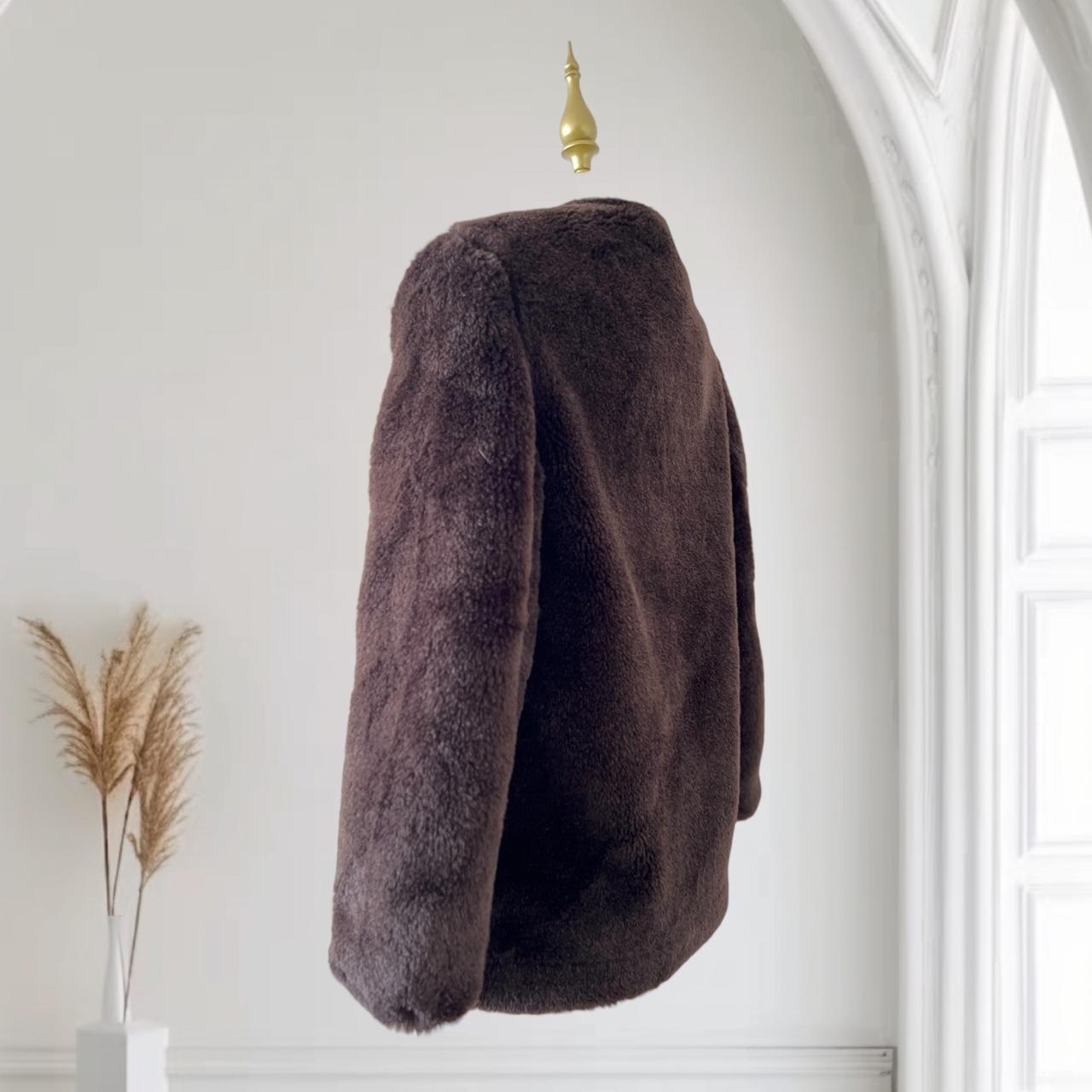 Chaqueta corta con ribete H&M Café con Detalles de Borrego Sintético Talla S - Nuevo con Etiqueta